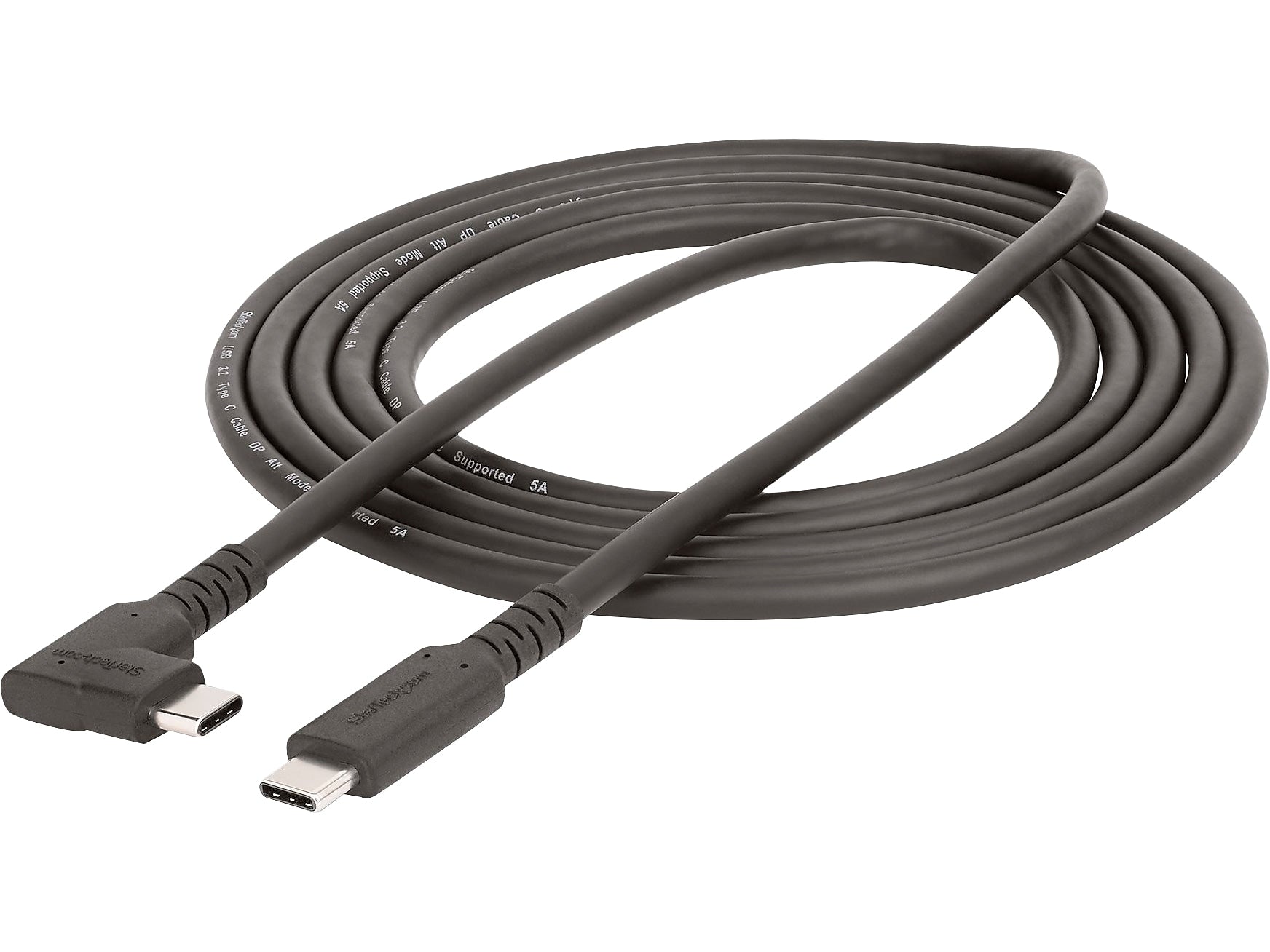 StarTech 6.6ft USB-C Cable, Right-Angled, USB 5Gbps, 100W (5A) PD, 4K 60Hz DP Alt Mode, Rugged USB C Cord, Thunderbolt Compat