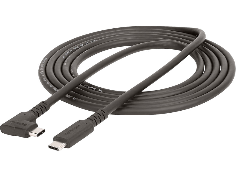 StarTech 6.6ft USB-C Cable, Right-Angled, USB 5Gbps, 100W (5A) PD, 4K 60Hz DP Alt Mode, Rugged USB C Cord, Thunderbolt Compat