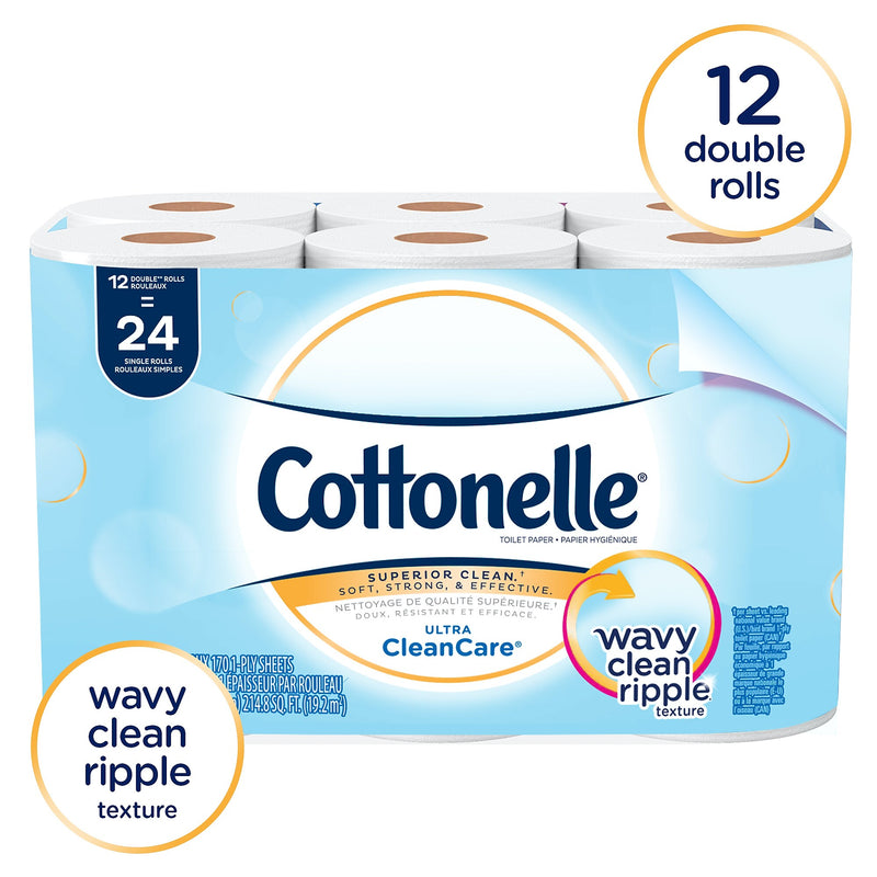 Cottonelle Ultra CleanCare Toilet Paper, 1-ply, White, 170 Sheets/Roll, 48 Rolls/Case (12456)