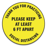 Accuform Slip-Gard Floor Signs, 17" Circle,"Thank You For Practicing Social Distancing...", Yellow, 25/PK (GN1MFS427ESP)