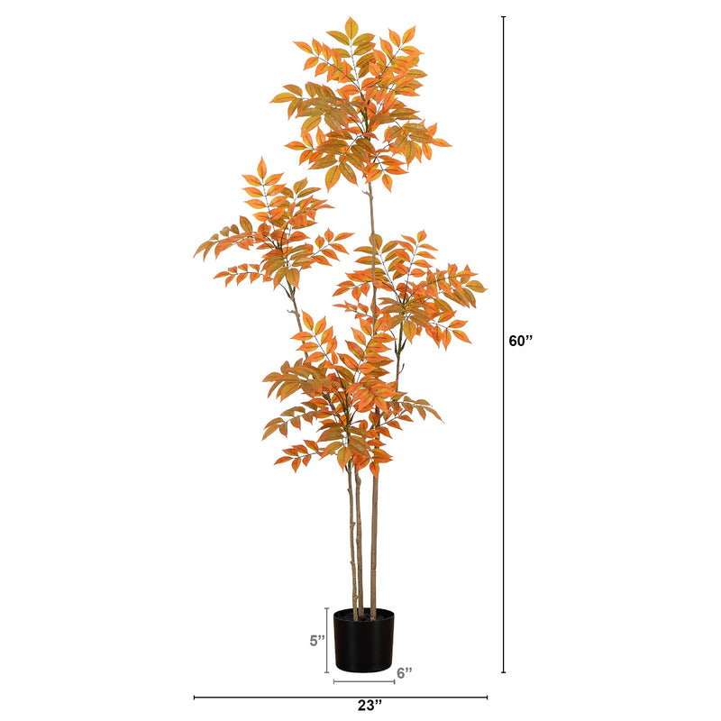 Nearly Natural 5' Autumn Minimalist Sumac Artificial Fall Tree (T4822)
