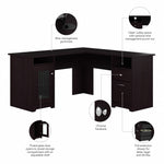 Bush Furniture Cabot 60"W L Shaped Computer Desk with Storage, Espresso Oak (WC31830K)