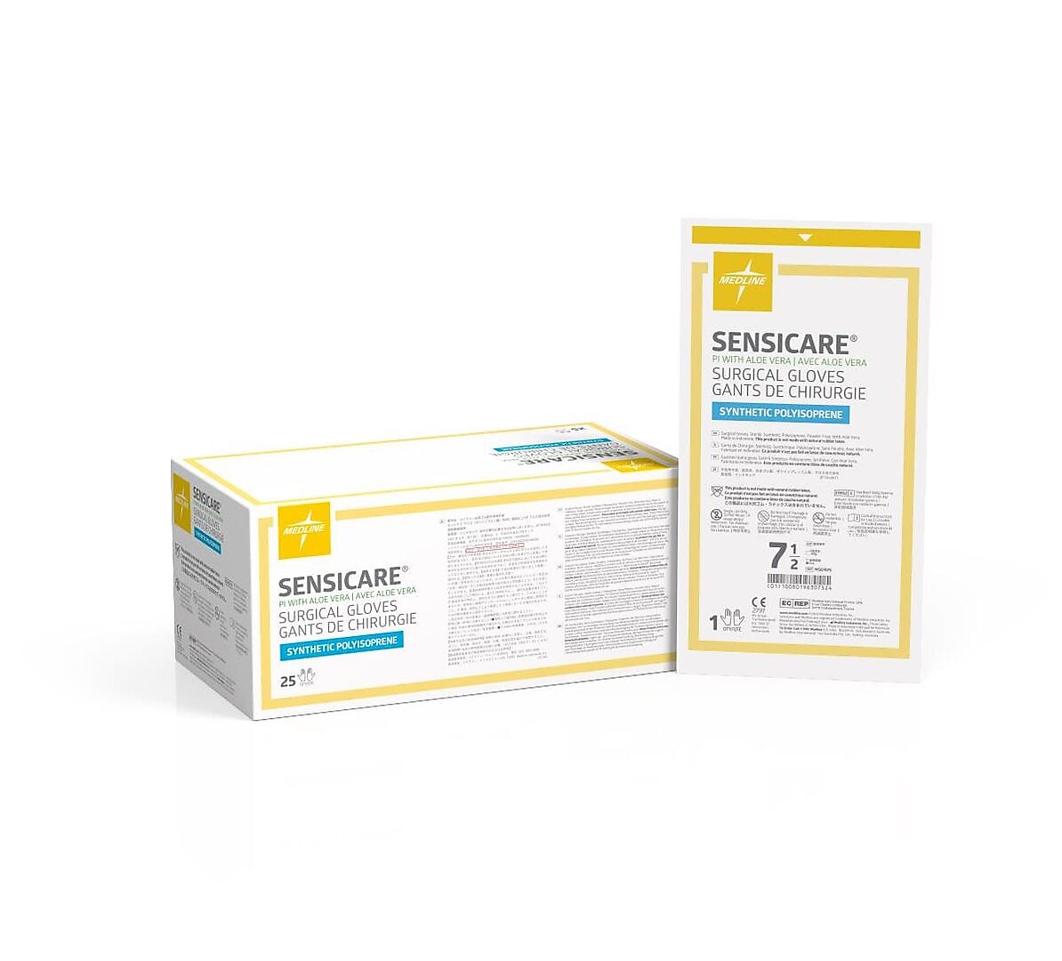 SensiCare PI with Aloe Surgical Gloves, Latex-Free, Small, White, 25/Box (MSG1075Z)