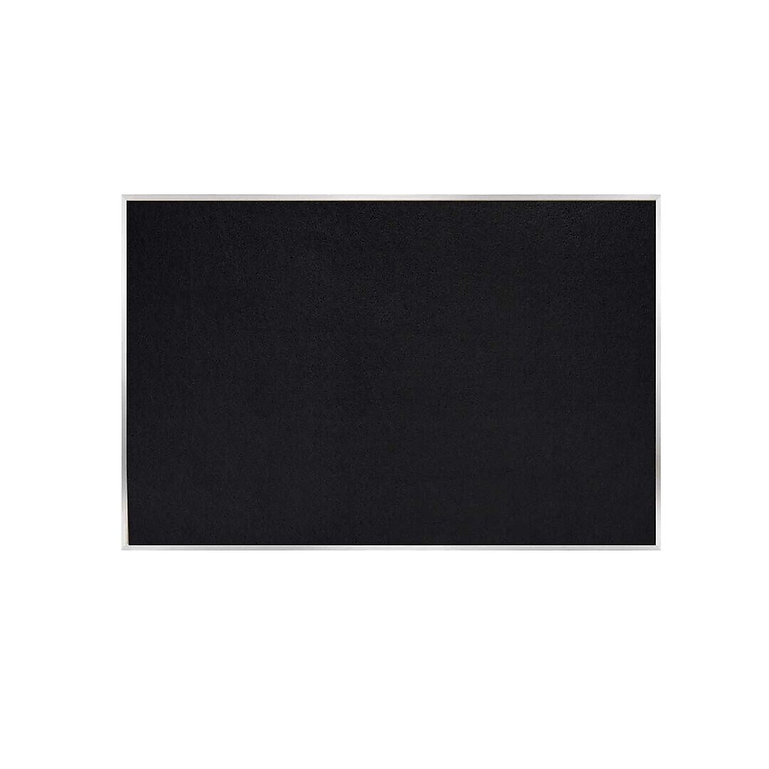 Ghent Recycled Rubber Bulletin Board, Satin Aluminum Frame, 4'H x 7' 4"W, Black (ATR47-BK)