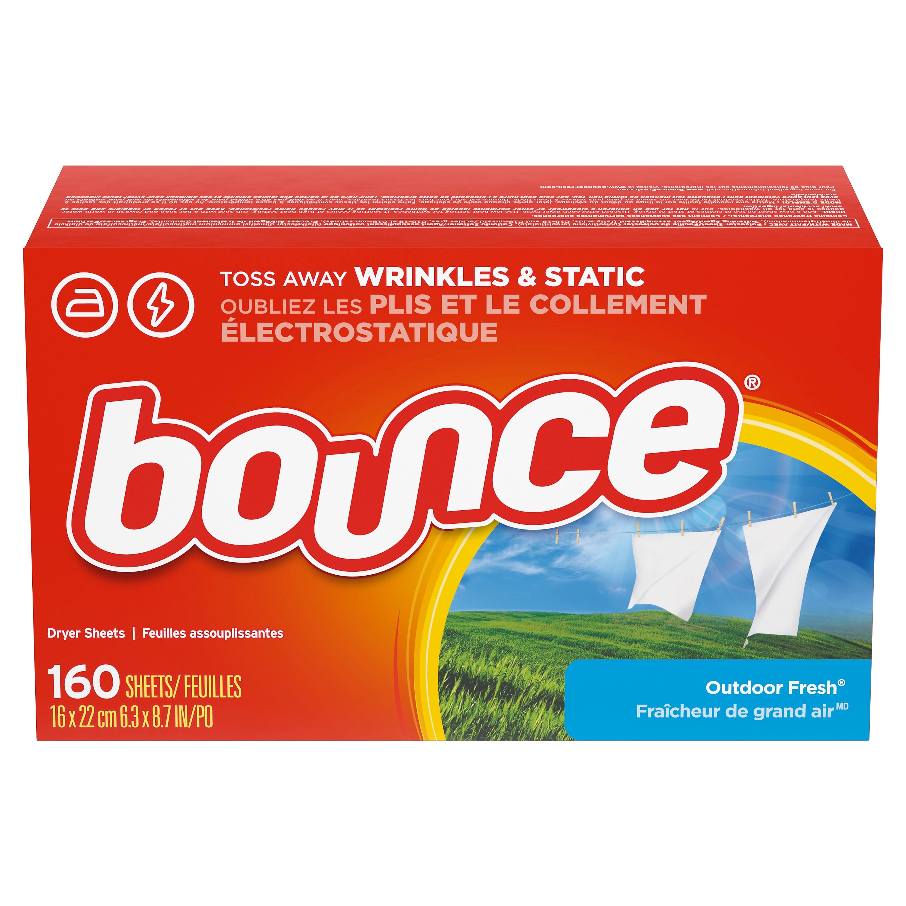 Bounce Dryer Sheets, Outdoor Fresh Scent, 160/Sheets (80168)