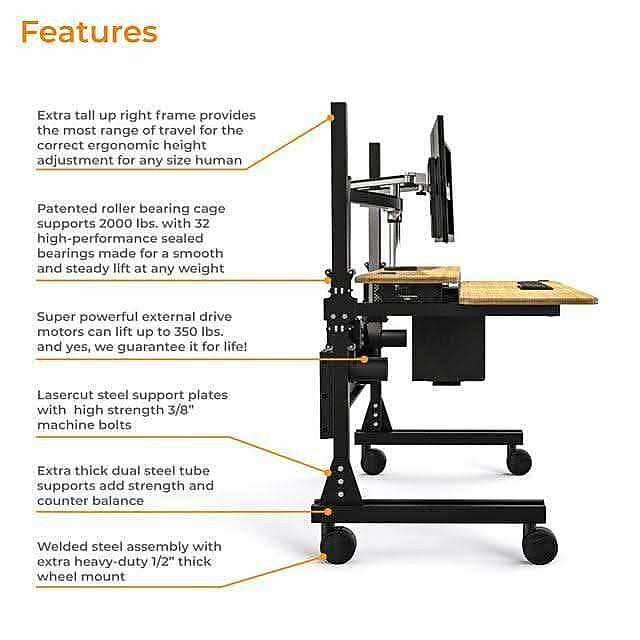 VersaDesk Foundry Bench 48"W Electric Rectangular Adjustable Standing Desk, Bamboo/Black (FB4830-BNB-APP)