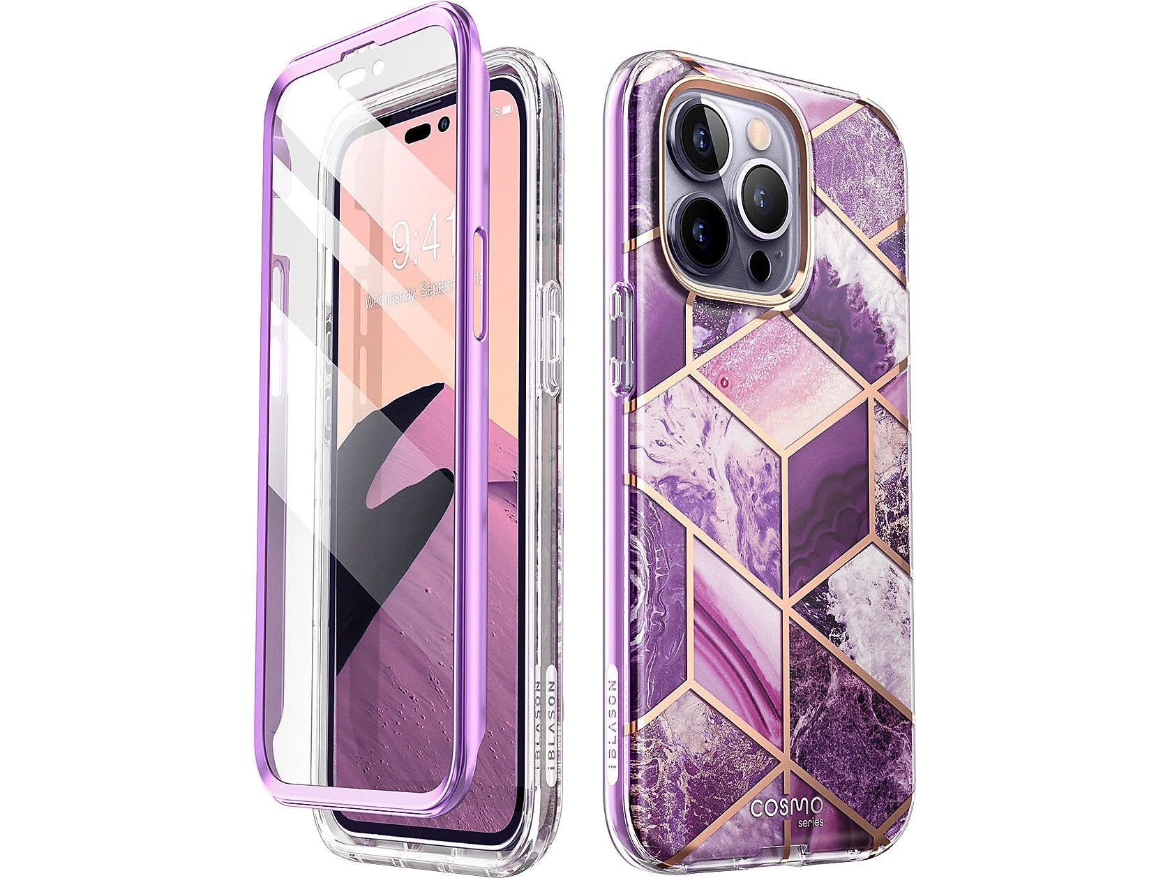 i-Blason Cosmo Marble Purple Case for iPhone 14 Pro Max (iPhone2022Pro-6.7-Cosmo-SP-Ameth)