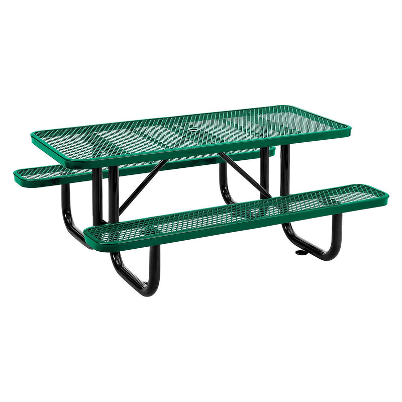 Global Industrial 46" Square Outdoor Steel Picnic Table, Expanded Metal, Green (277151GN)