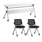 Bush Business Furniture Envision 72"W Foldable Training Room Table with 2 Chairs, White (NVS004WH)