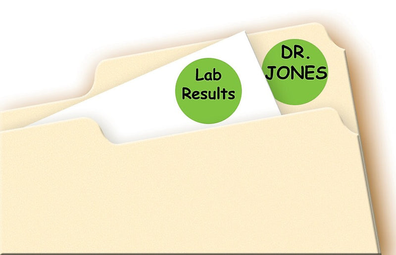 Avery Easy Peel Laser Color-Coding Labels, 3/4" Dia, Neon Green, 1,008 Labels/Pack (5468)