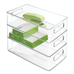 iDESIGN Medium Stackable Plastic Storage Bin, Clear, 3/Pack (70530M3)