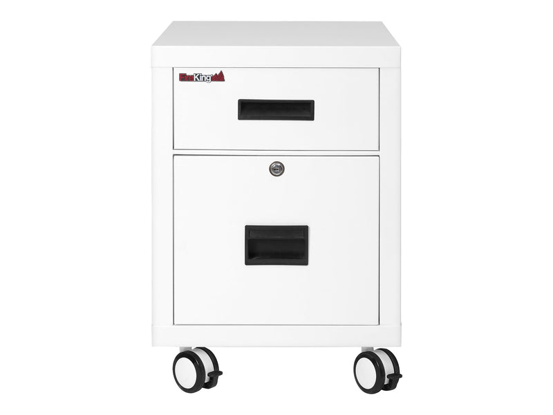 FireKing 2-Drawer Mobile Vertical File Cabinet, Letter/Legal Size, Lockable, Fire Resistant, Arctic White (2M1822-1AW)