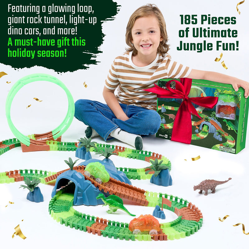 JitteryGit Dino Forest Race Track Site Toy Set, Multicolored (000635983088648)
