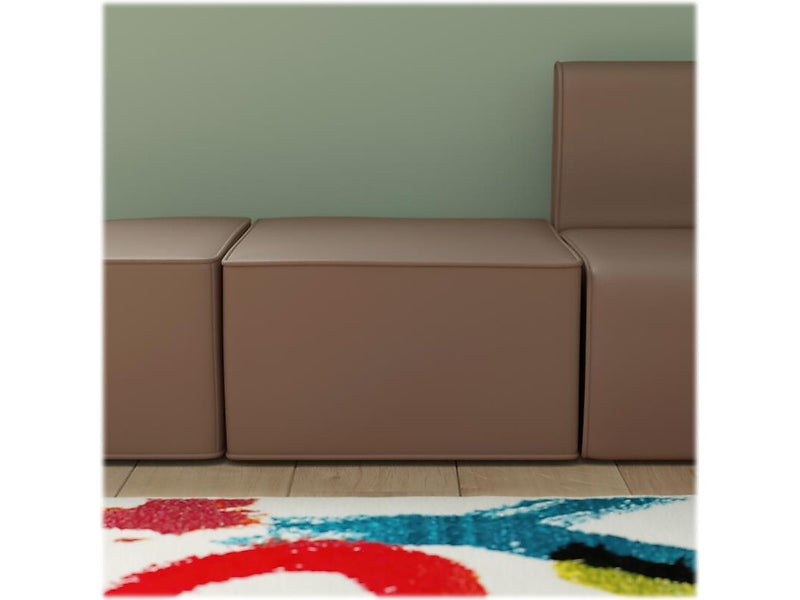 Flash Furniture Bright Beginnings Vinyl Modular Classroom 1-Seater Ottoman, Brown (MK-KE15679-GG)