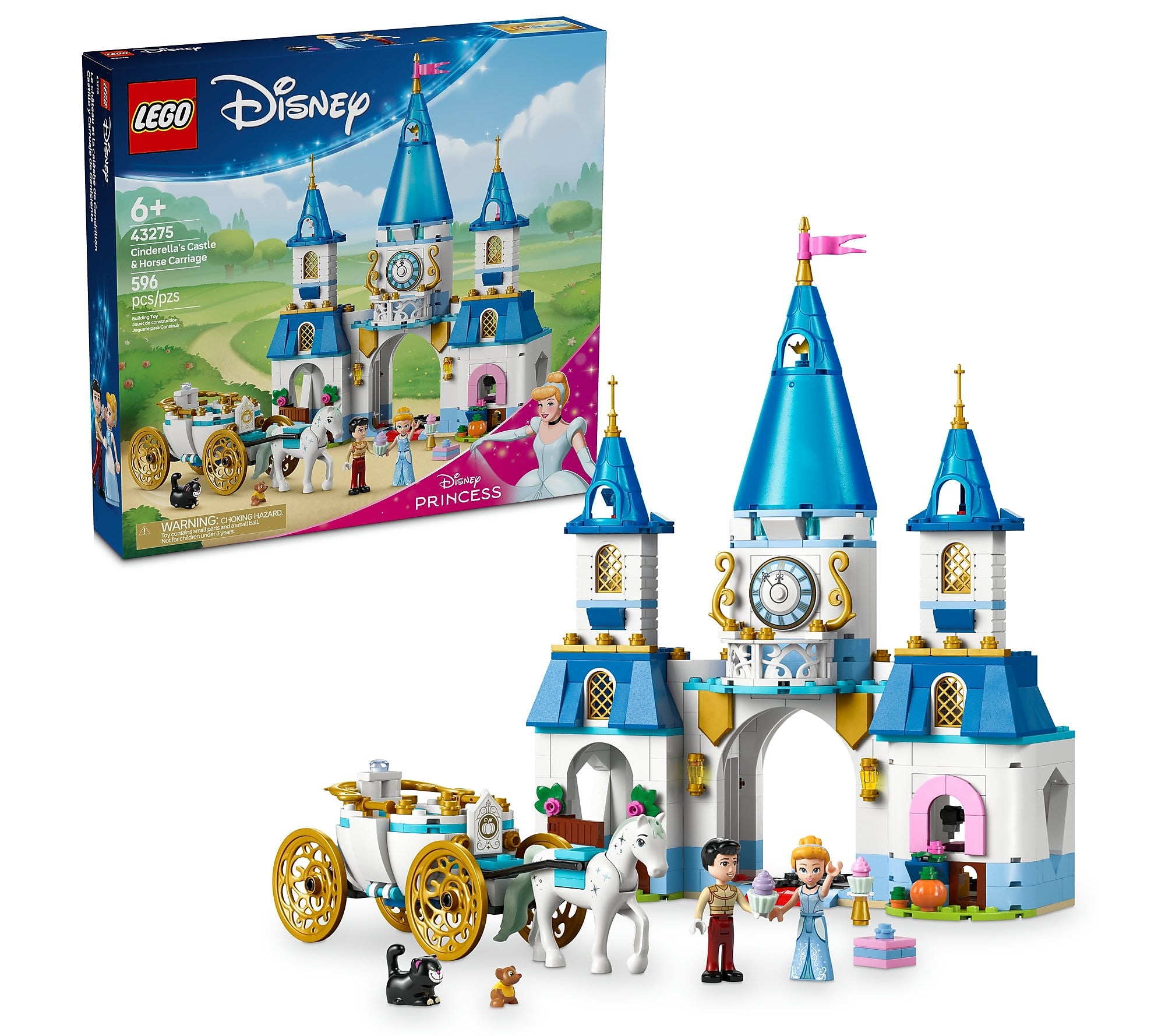 LEGO Disney Princess Cinderellas Castle & Horse Carriage, 596 Pieces (43275)