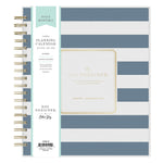Planning Calendar DD Rugby Stripe Navy Frosted PP 8x10 RY26 Daily/Mthly Safety Wirebound -
