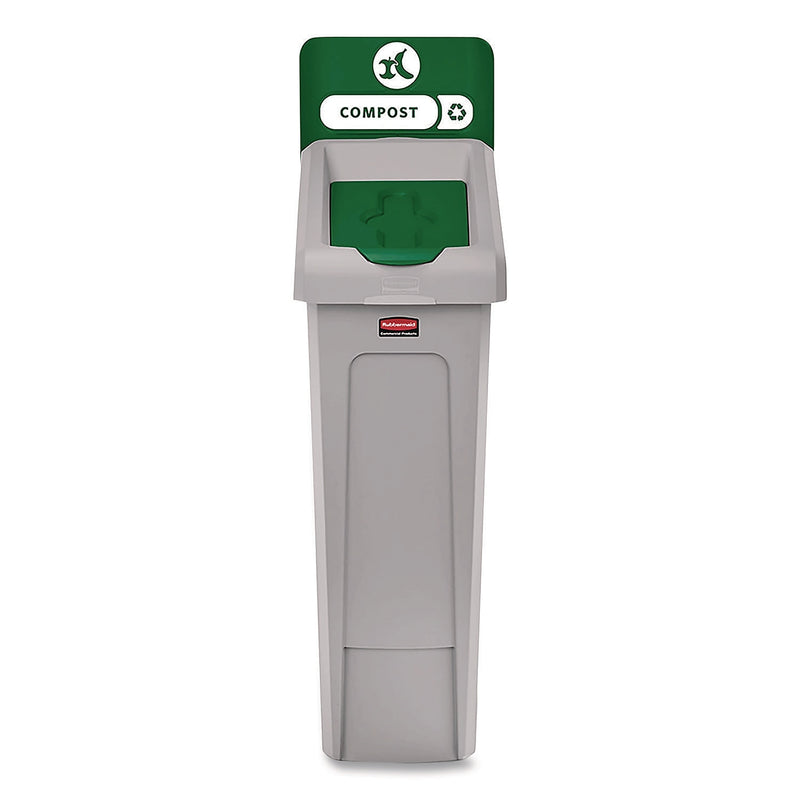 Rubbermaid Commercial Slim Jim Single-Stream Compost Recycling Station Kit, 23 Gallon, Gray/Green (2185051)
