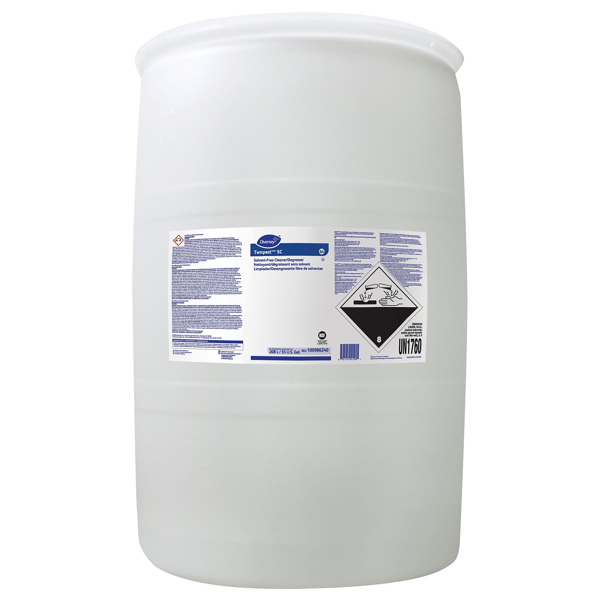 Diversey TempestTM/MC SC Solvent Free Cleaner Degreaser, 55 Gallon Drum (100986240 )