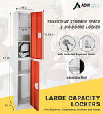 AdirOffice 72"H 2-Tier Red Storage Locker (ADI629-202-RED-DL)