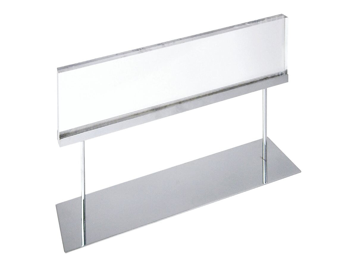 Azar Sign Holder, 22" x 14", Horizontal, Table Top, Clear/Chrome, Acrylic (104568)