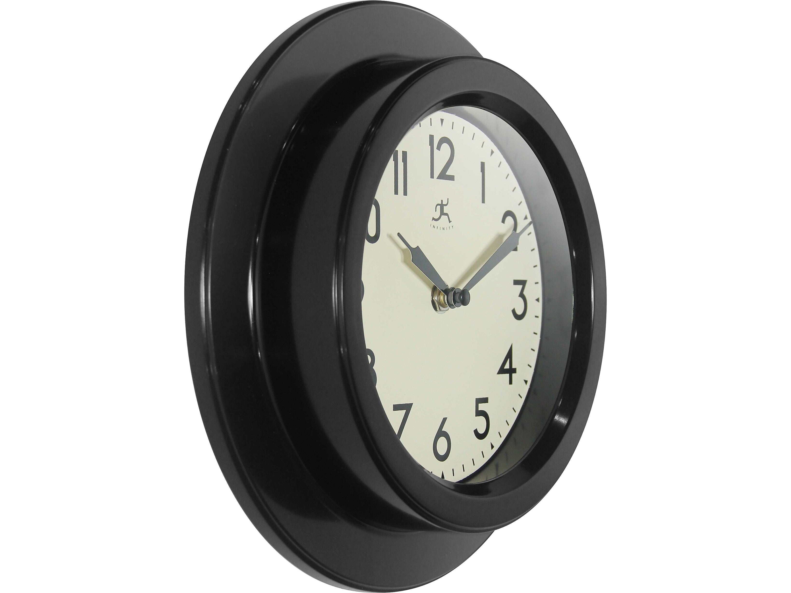 Infinity Instruments Retro Escape Wall Clock, Plastic/Glass, 9.75"Dia. (20305BK-4543)