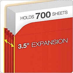 Pendaflex Color File Pockets, 3 1/2" Expansion, Letter Size, Red, 25/Carton (1524CT RED)