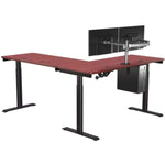 VersaDesk PowerLift 60"W Electric L-Shaped Adjustable Standing Desk, Cherry/Black (PLLSD6072-BC-APP)