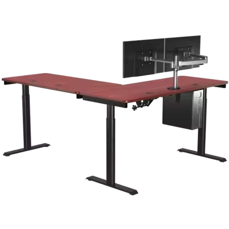 VersaDesk PowerLift 60"W Electric L-Shaped Adjustable Standing Desk, Cherry/Black (PLLSD6072-BC-APP)