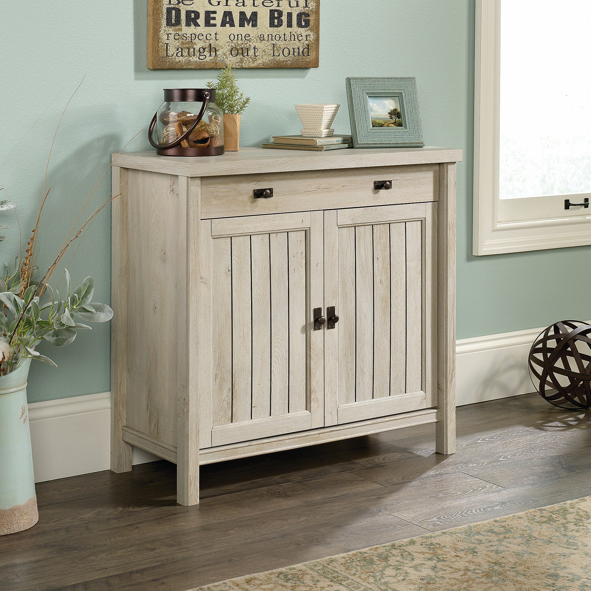 Sauder Costa 30"H Storage Cabinet with 2 Shelves, Chalked Chestnut (419960)