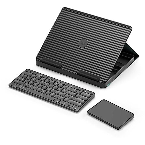 Logitech 4.41" x 11.02" Plastic Adjustable Casa Pop-Up Desk Work From Home Kit with Laptop Stand, Classic Chic (920-011236)