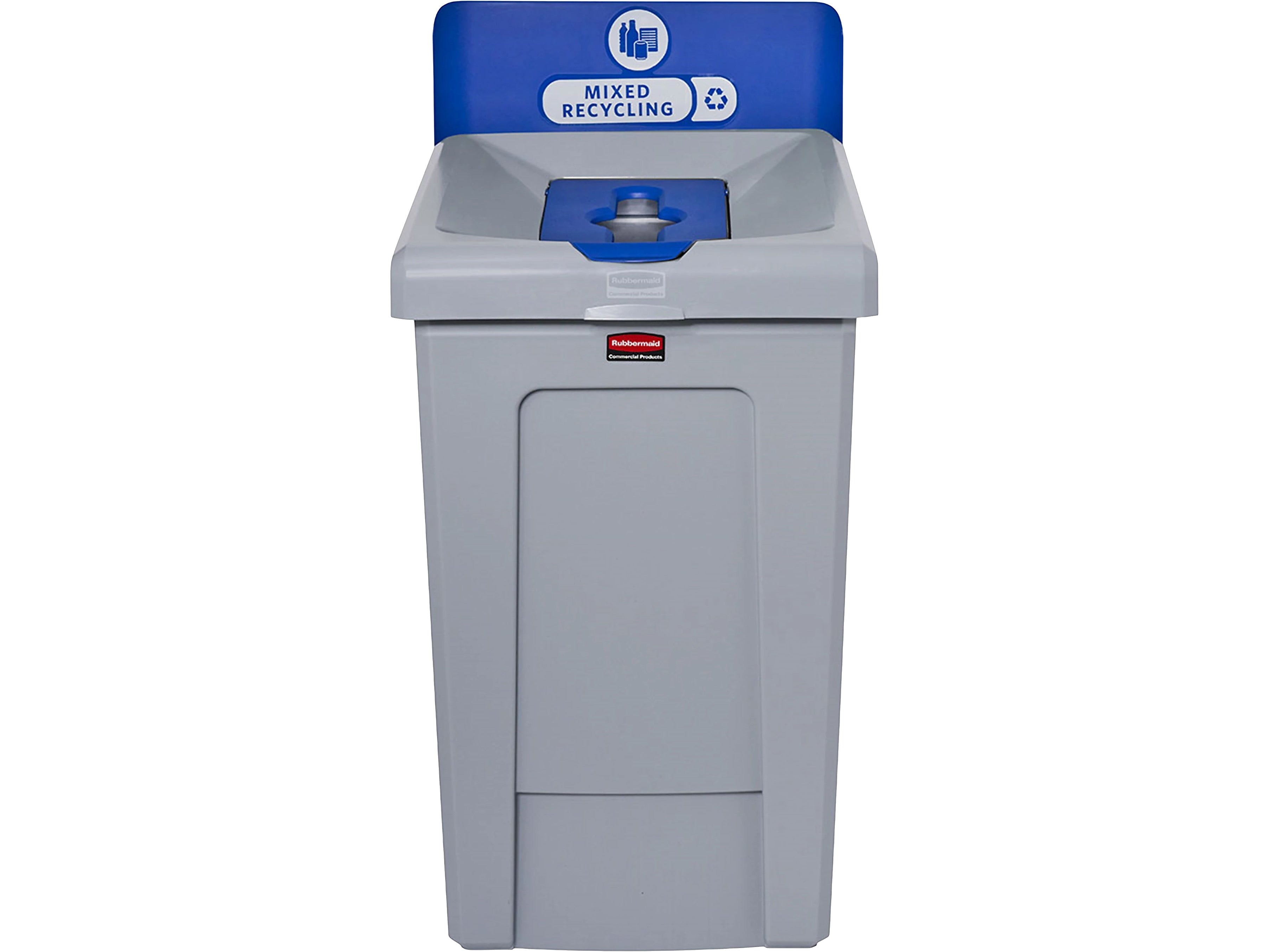 Rubbermaid Slim Jim Single-Stream Recycling Station, 33 Gallon, Gray/Blue (2171557)