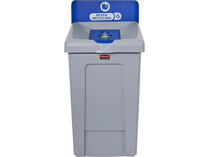 Rubbermaid Slim Jim Single-Stream Recycling Station, 33 Gallon, Gray/Blue (2171557)