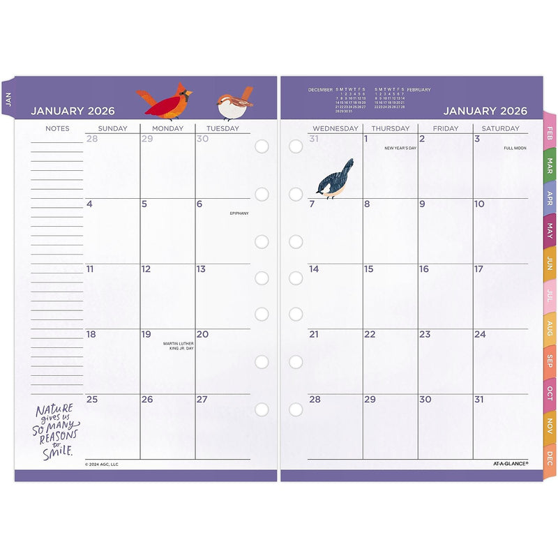2026 AT-A-GLANCE Kathy Davis 8.5" x 5.5" Weekly & Monthly Planner Refill Pages, Multicolored (KD81-285Y-26)