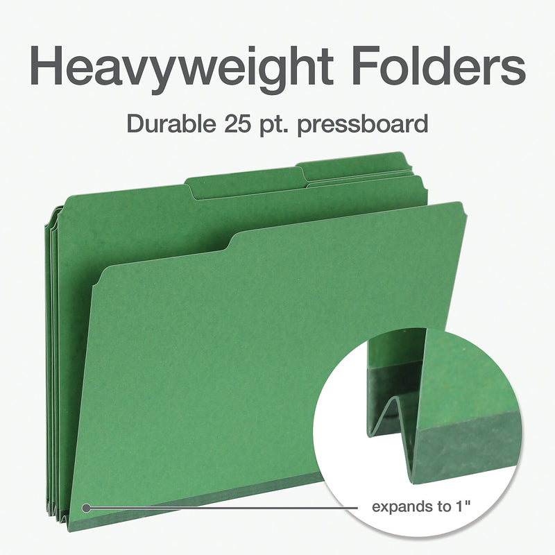 Pendaflex Recycled File Folder, 1/3-Cut Tab, Assorted, Letter Size, Green, 25/Box (1007009)
