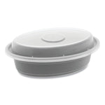 Pactiv Evergreen Newspring VERSAtainer Microwavable Containers, Oval, 8 oz, 5.7 x 4 x 1.45, Black/Clear, Plastic, 150/Carton