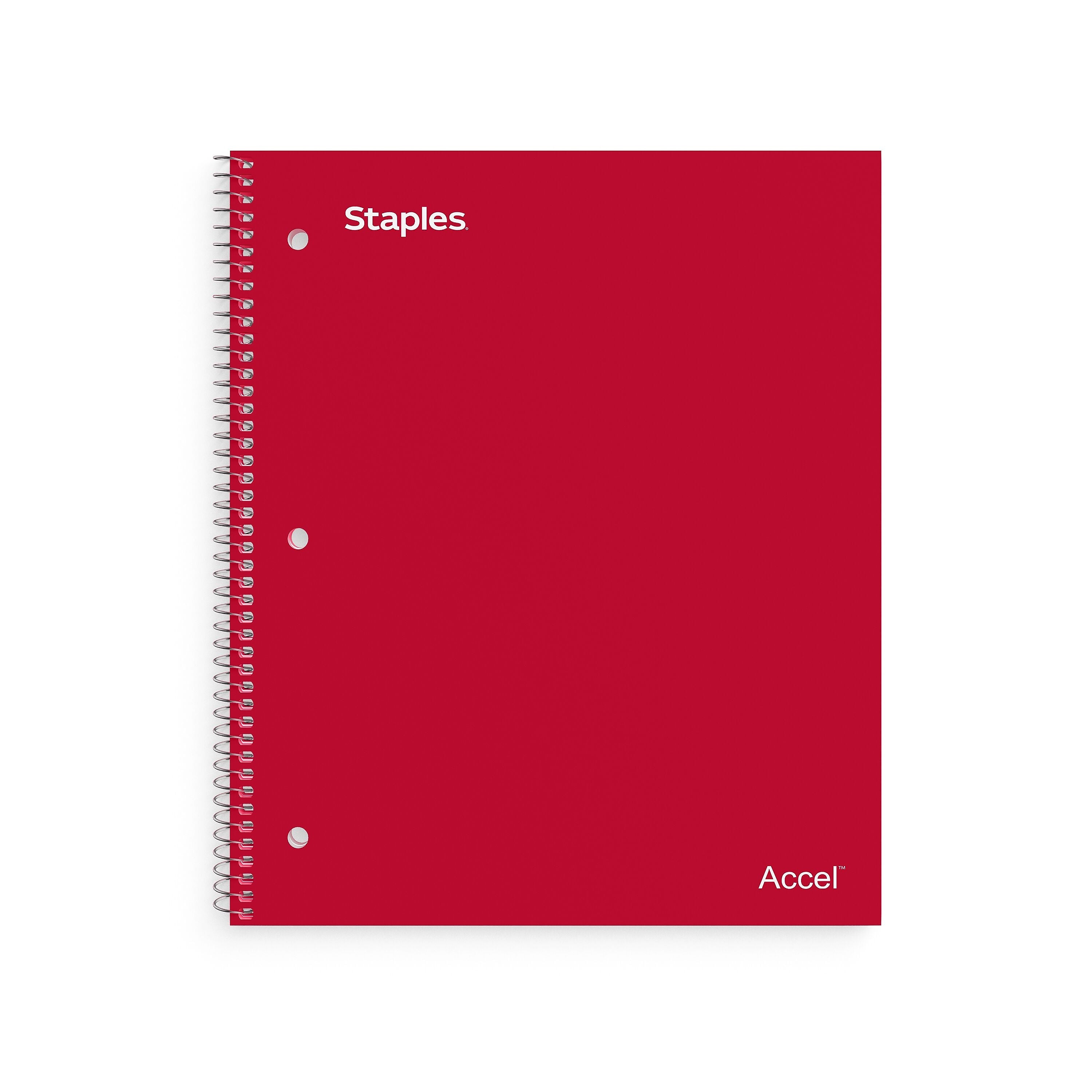 Staples Premium Poly 5-Subject Notebook, 8.5" x 11", College Ruled, 200 Sheets, Red (ST58319)