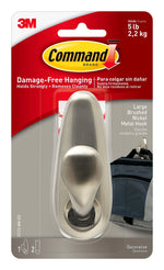 Command Large Metal Hook, 5 lb., Brushed Nickel (FC13-BN-ES)