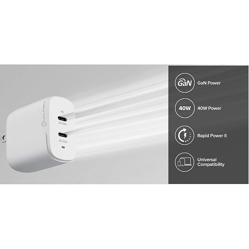 Alogic 2 Port 40W Rapid Power USB-C GaN Wall Charger (WCG2X40-US)