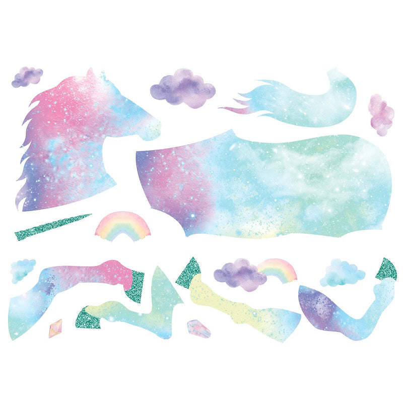 York Wallcoverings Galaxy Unicorn With Glitter Children's Decal, Fantasy (RMK3845GM)
