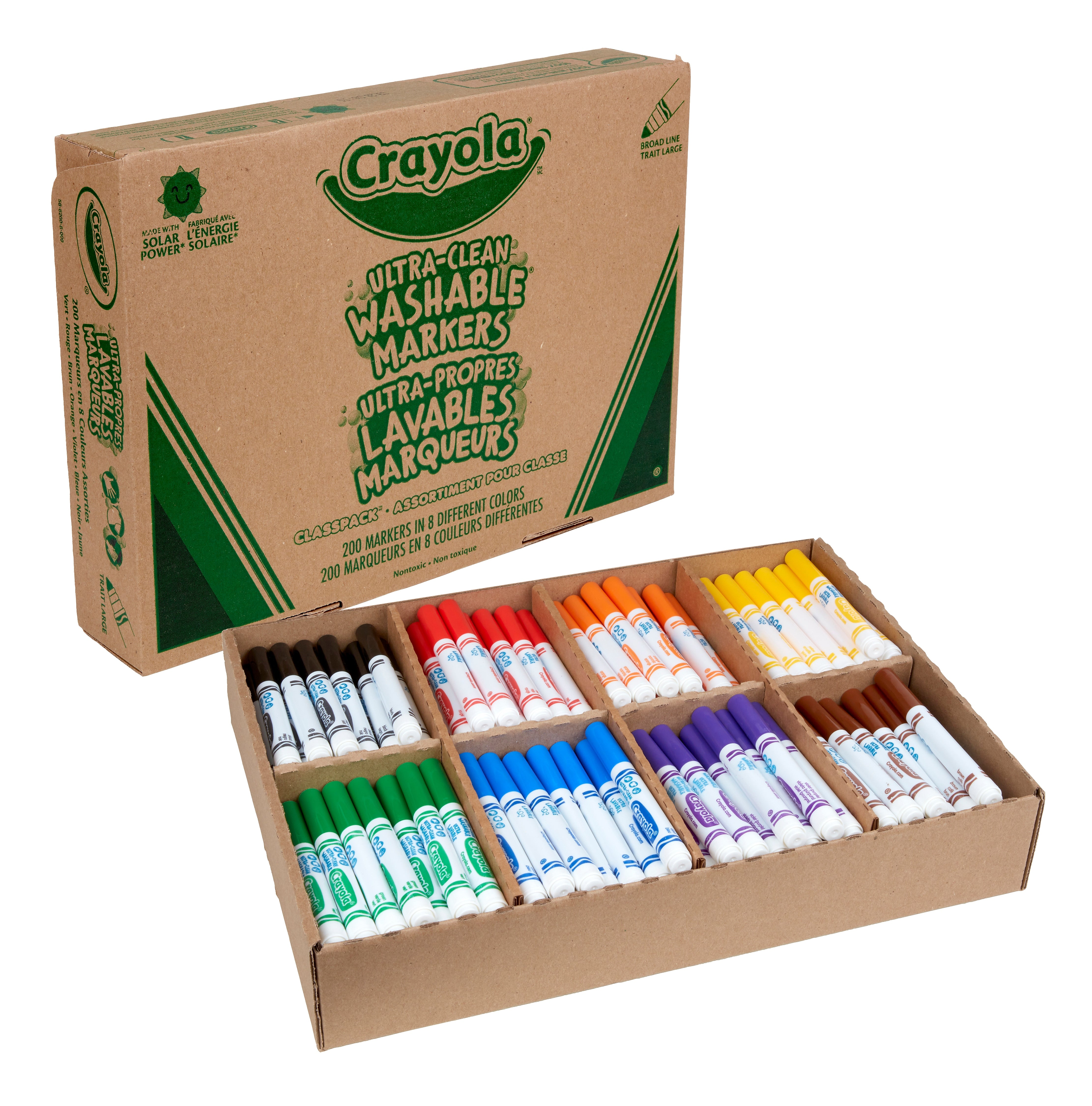 Crayola Ultra-Clean Washable Markers, Broad, Assorted Colors, 200/Carton (58-8200)