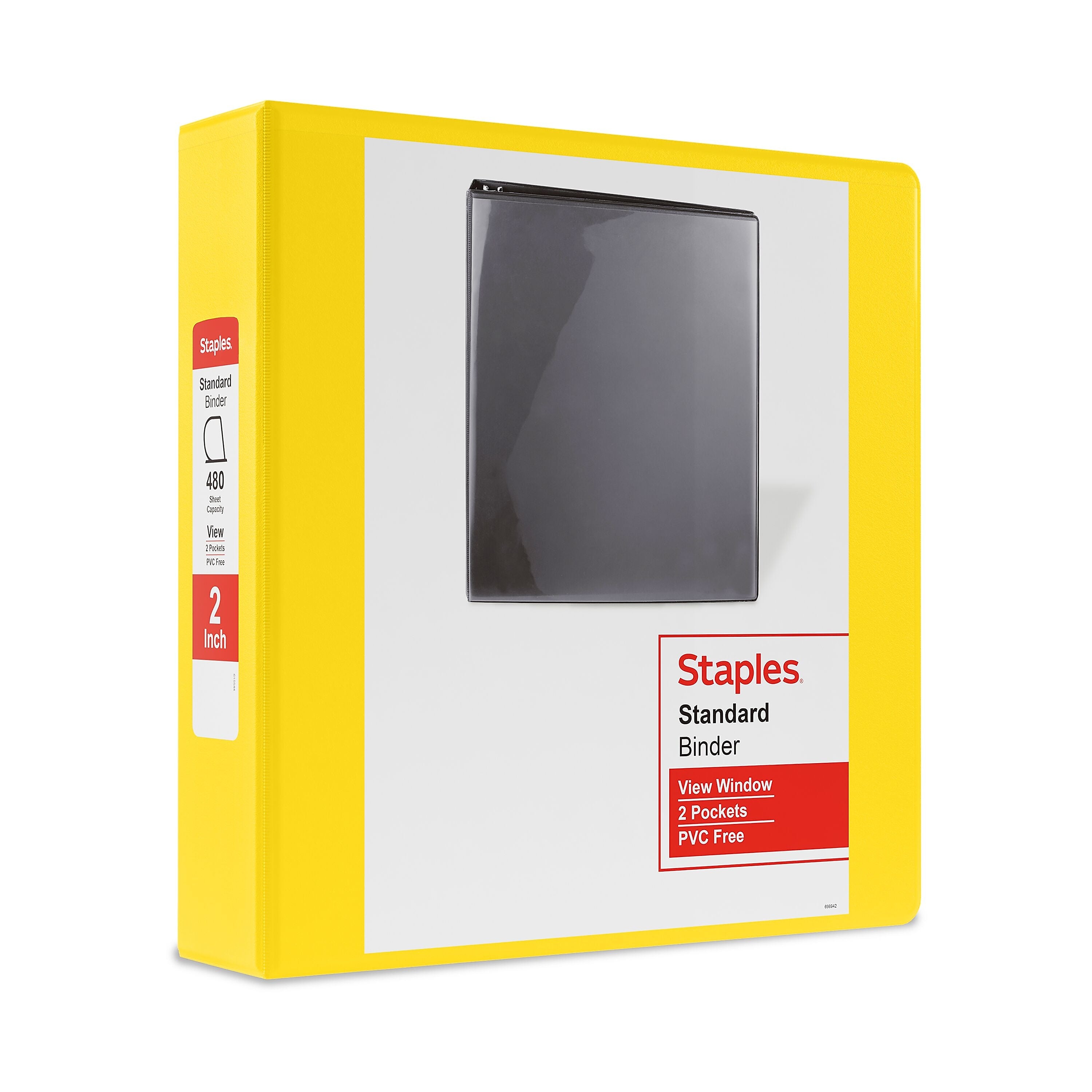 Staples 2" 3-Ring View Binder, D-Ring, Yellow (ST60223)