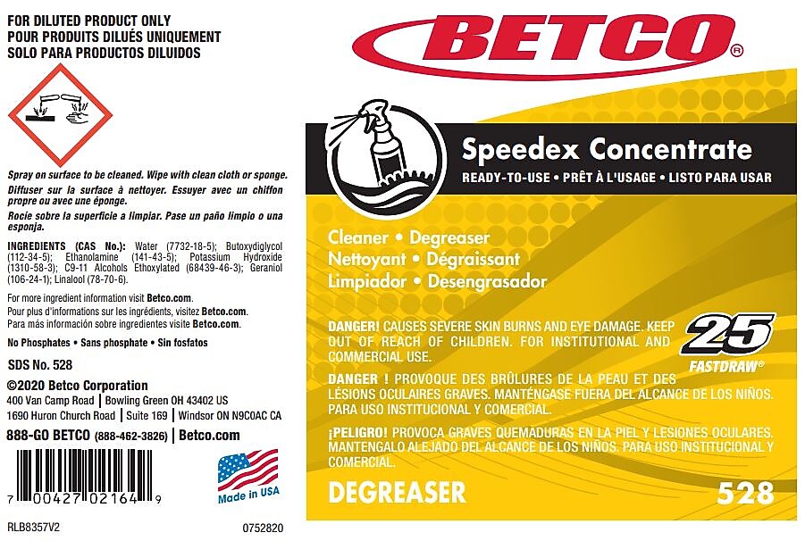 Betco Speedex Concentrate Secondary Label, 24/Pack (5289090)