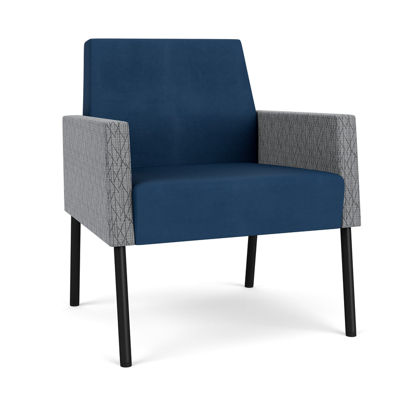 Lesro Mystic Lounge Vinyl Guest Chair, Patriot Plus Blue Ridge/Adler Gray Flannel/Black (ML1101.SBK-02PPBR.03PPBR.04ADGF)
