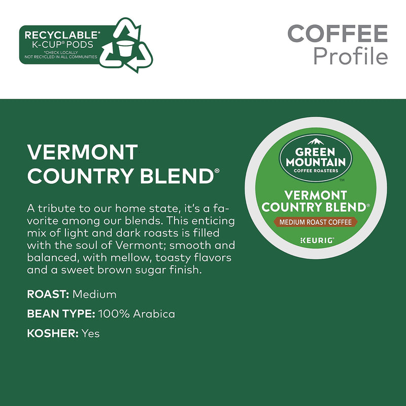 Green Mountain Vermont Country Blend Coffee Keurig® K-Cup® Pods, Medium Roast, 96/Carton (GMT6602CT)