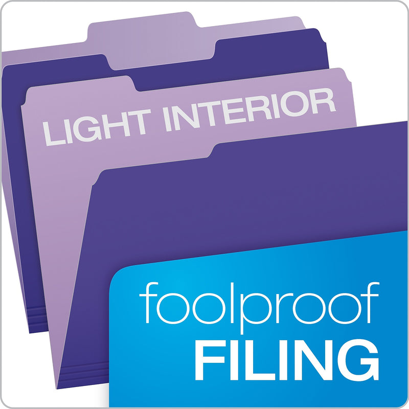 Pendaflex Recycled File Folder, 1-Tab, Assorted, Letter Size, Violet, 100/Box (4210 1/3 VIO)