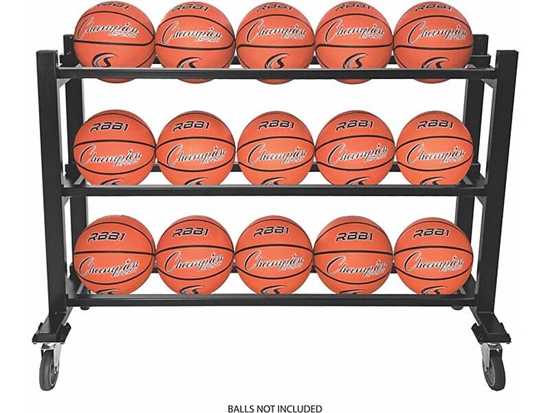 Champion Sports Deluxe Heavy-Duty Basketball Cart, Black (BKCART)
