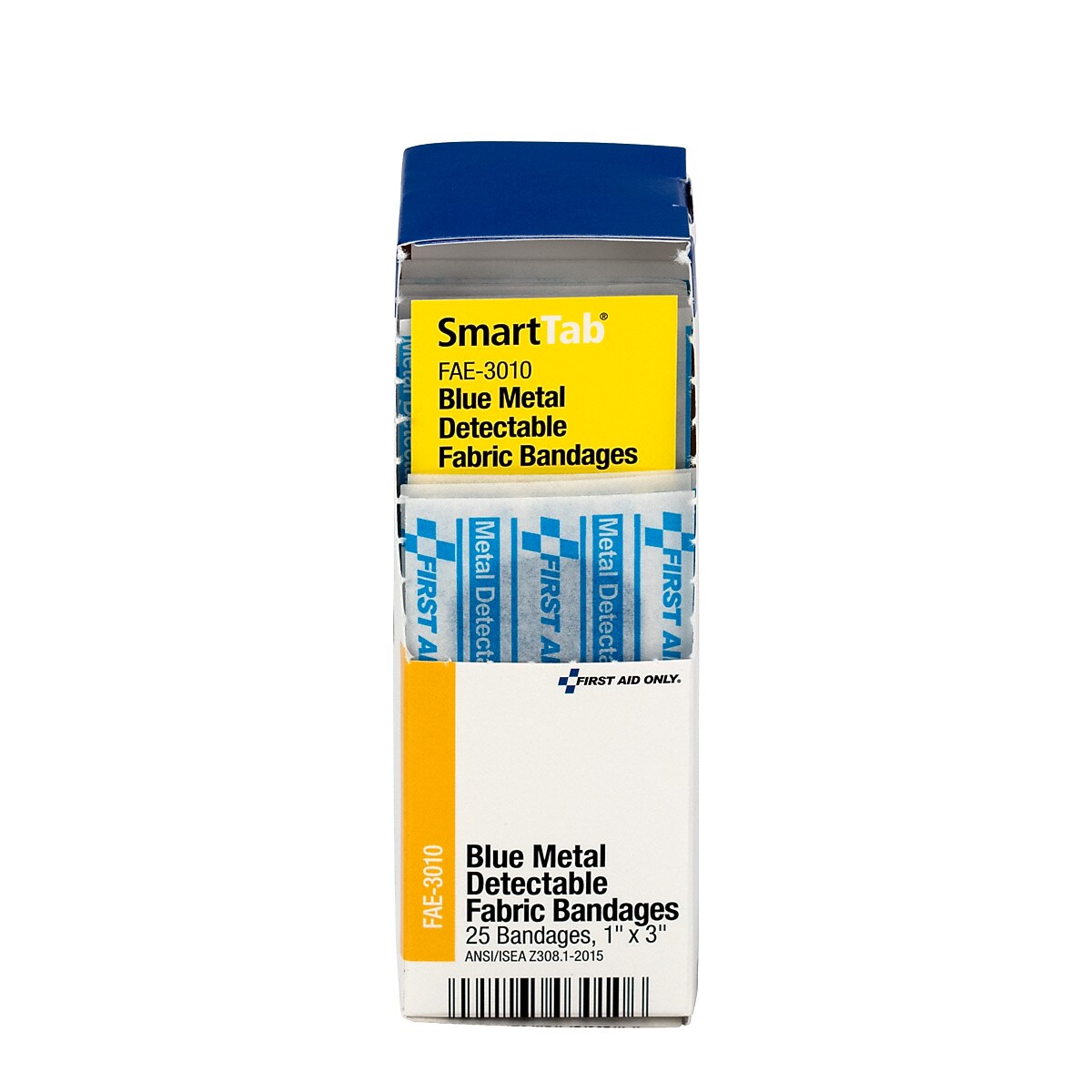 SmartCompliance 1" x 3" Metal Detectable Fabric Adhesive Bandages, 25/Box (FAE-3010)