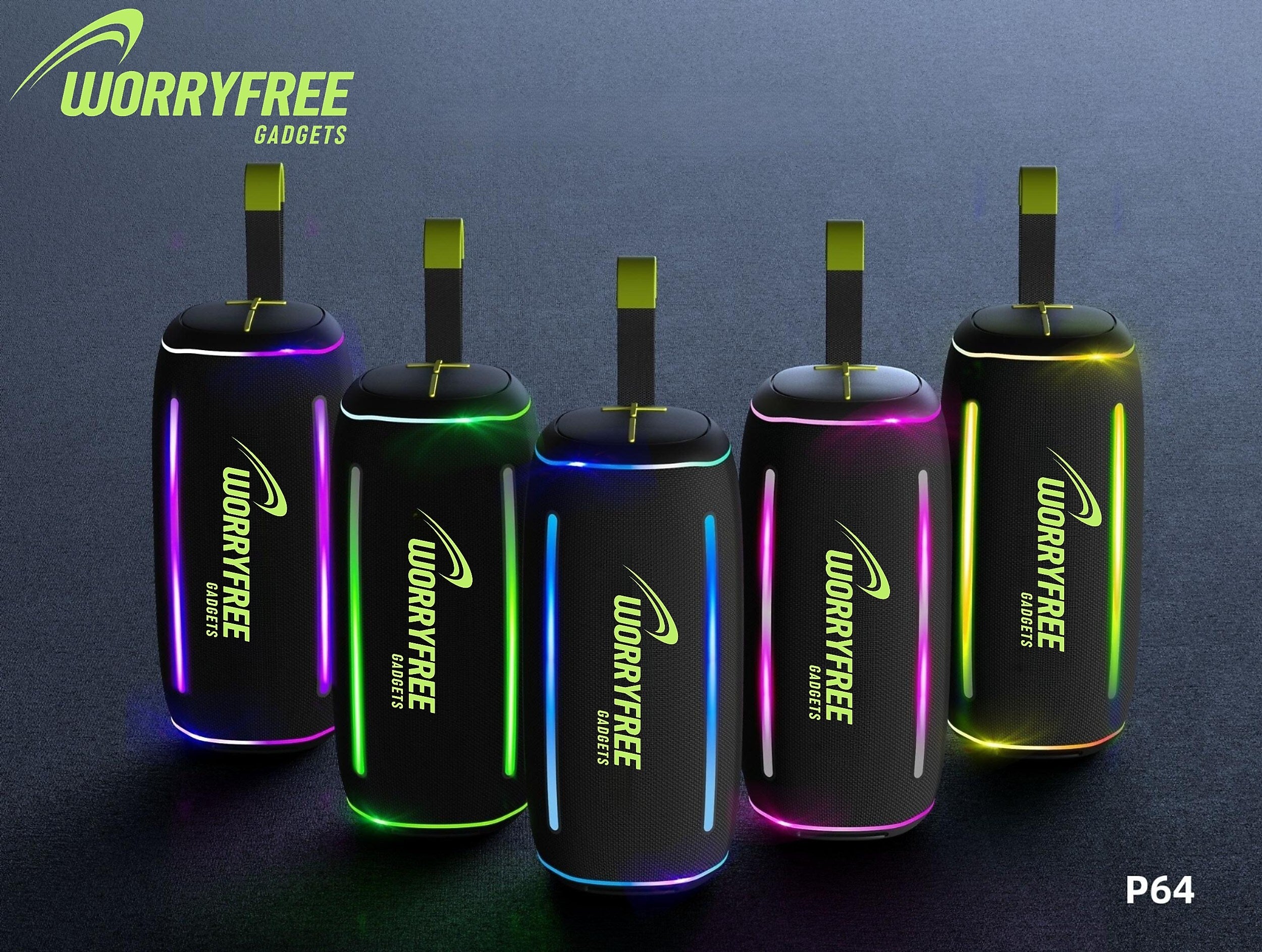 Worryfree Gadgets WP64 Wireless Bluetooth Portable Speaker, Waterproof, Black (WP64-BLK)