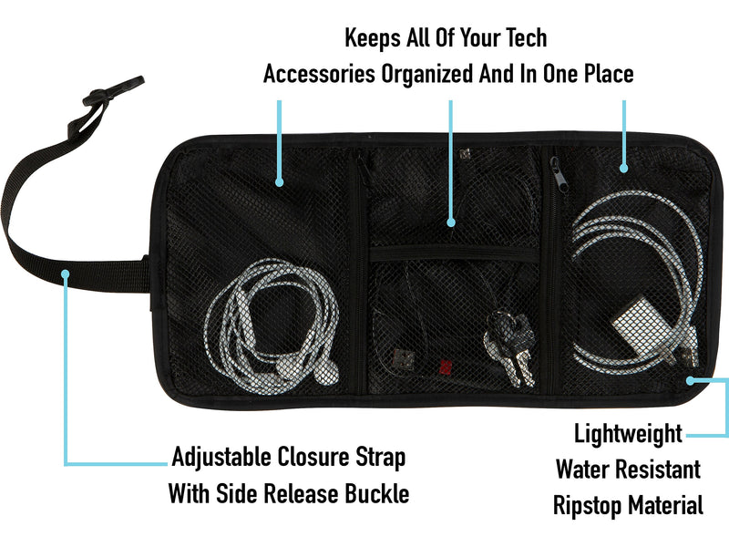 G Force 13.78" Fabric Travel Organizer, Water Resistant, Black (25589)