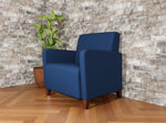 Lesro Ravenna Vinyl Guest Chair, Patriot Plus Imperial Blue/Walnut Wood (RV1201.FWL-01PPIB)
